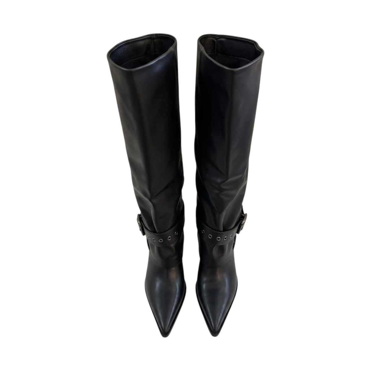 Stivale Lungo 4US Paciotti Nero in Ecopelle con Tacco a Rocchetto 7 cm e Cinturino