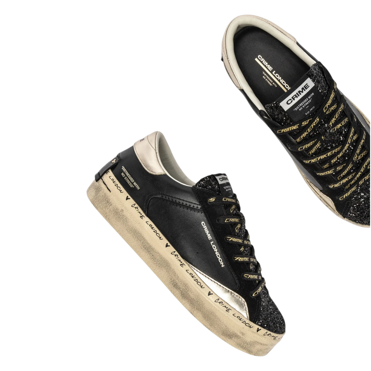 Crime London Sneakers DISTRESSED PLATFORM BLACK DUSK