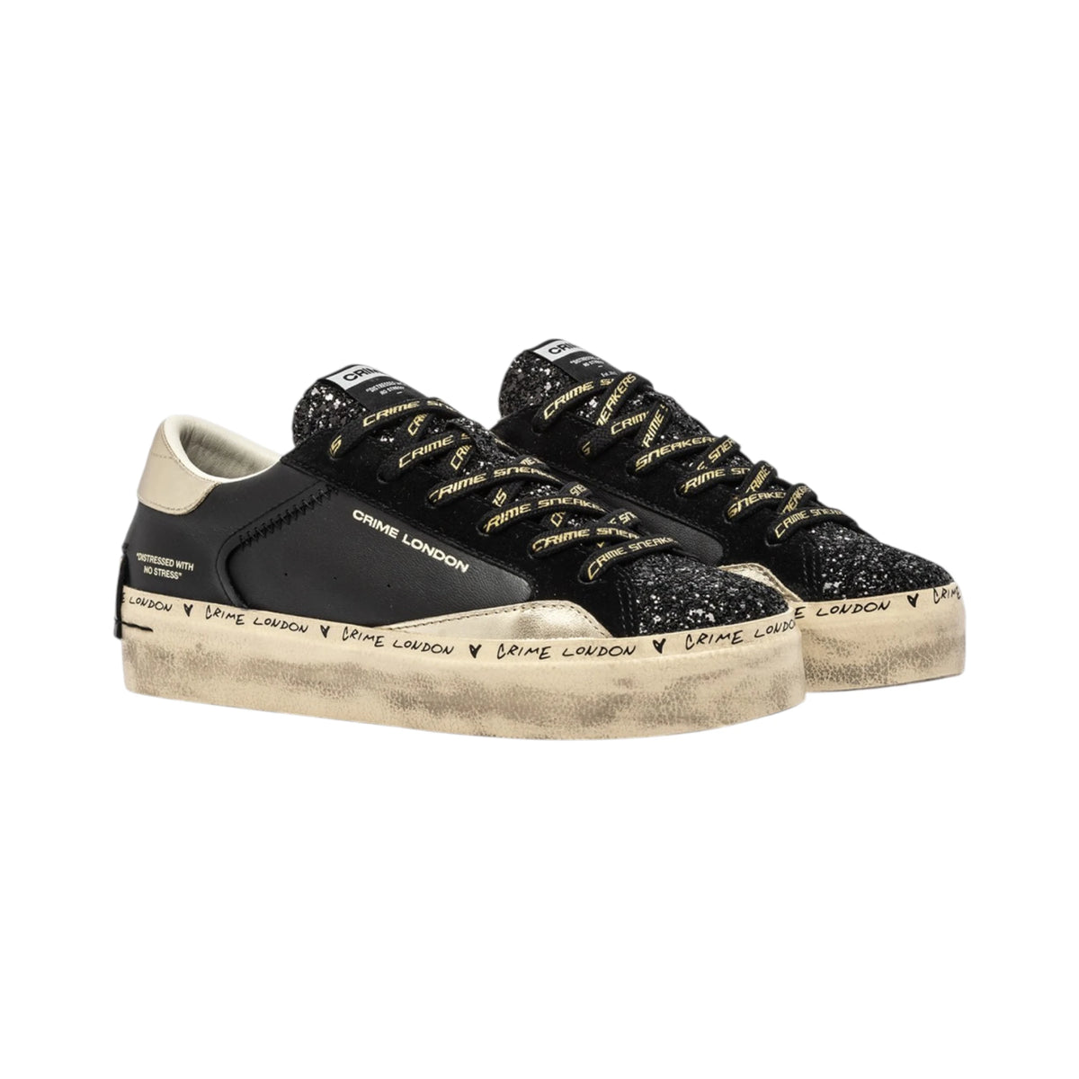 Crime London Sneakers DISTRESSED PLATFORM BLACK DUSK