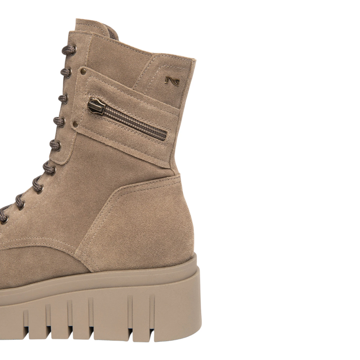 NeroGiardini Stivali Combat Boots Anfibio Para alta donna in suede