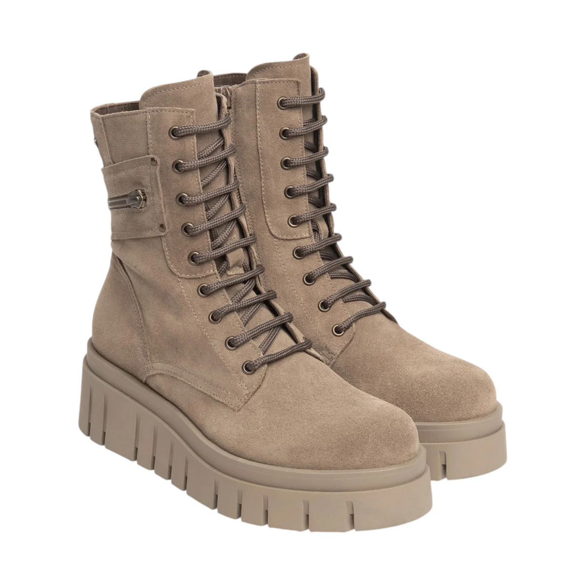 NeroGiardini Stivali Combat Boots Anfibio Para alta donna in suede