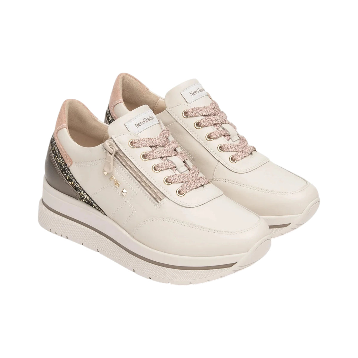NeroGiardini Sneakers da donna in pelle e tessuto tecnico